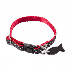 COLLIER CHAT NOIR POIS BLANC